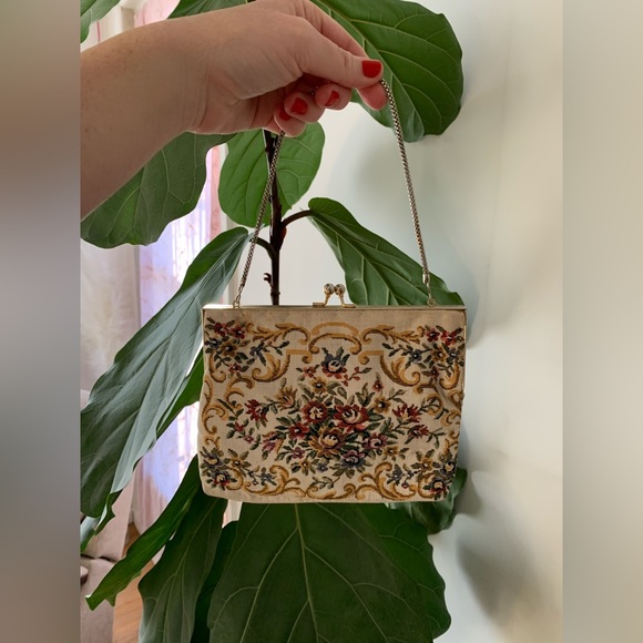 True Vintage embroidered tapestry small purse bag petit point - Picture 3 of 9